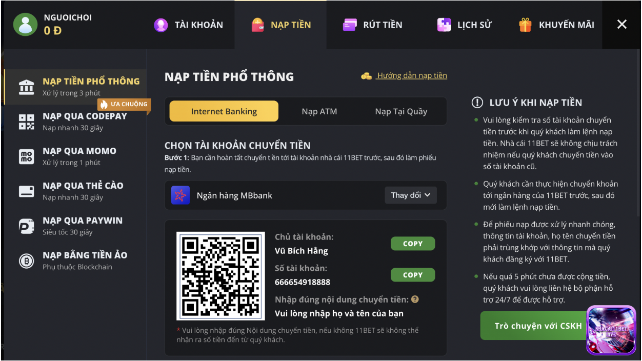 Nạp tiền phổ thông