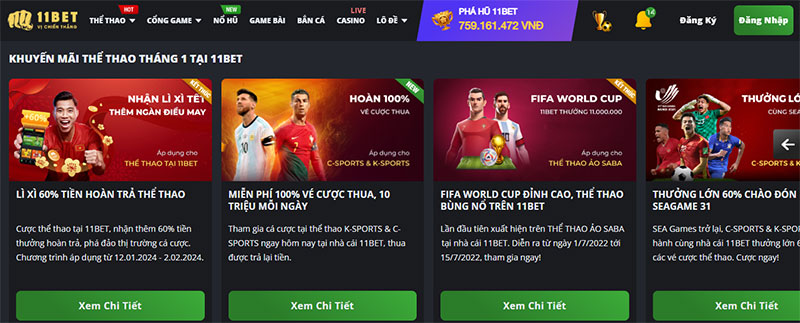Các khuyến mãi 11bet trong lĩnh vực thể thao siêu hấp dẫn